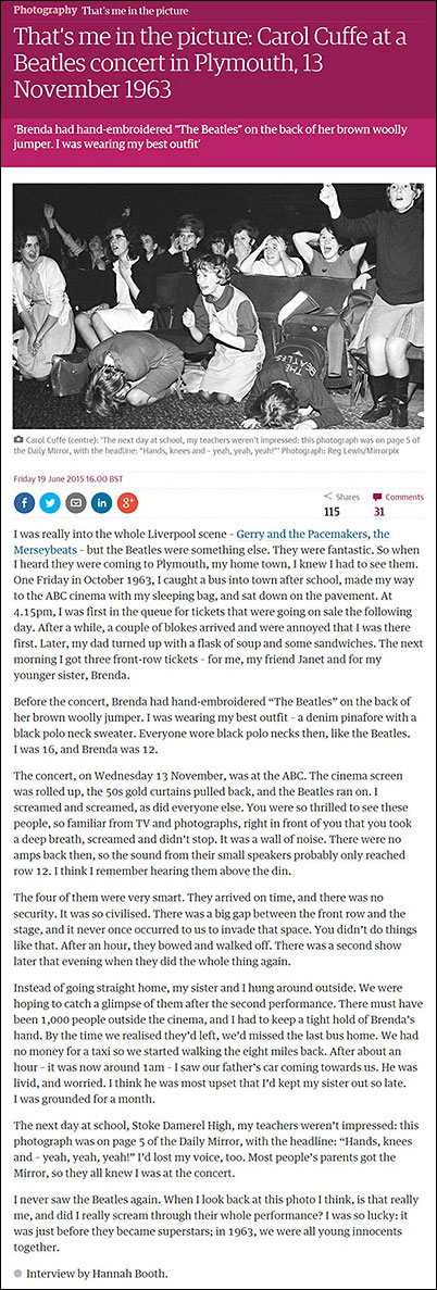 Попрыгунчики, журнал Смена, № 2 (880), январь 1964, стр. 17 - оригинальное фото с концерта Битлз, которое было использовано в статье