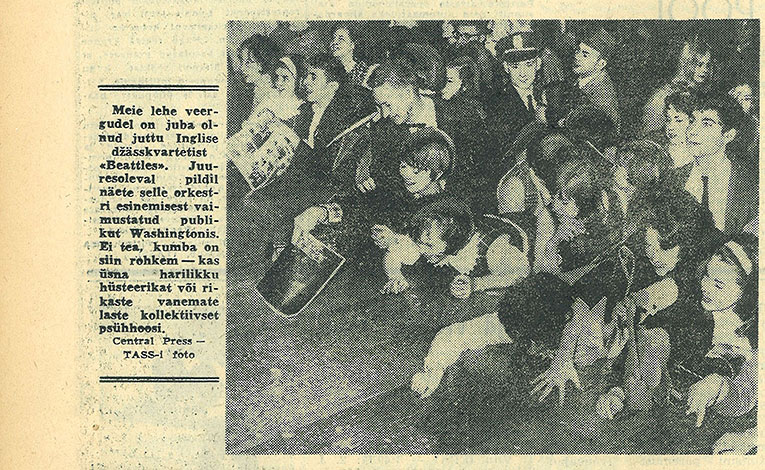 Заметка о Битлз без названия. Газета Ноорте хяэль (Таллин) от 20 марта 1964 года, стр. 4