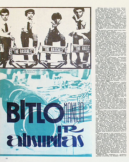 Людас Шальтянис. Битломания и абсурд. Журнал Яунимо грятос (Вильнюс) № 5 за май 1969 года, стр. 16