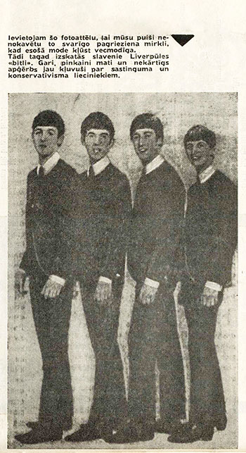 без названия. Журнал Звайгзне (Рига) № 1, январь, стр. 30, ил., на латышском языке – зпметка про Битлз